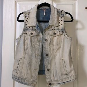 Free People Studded Denim Vest